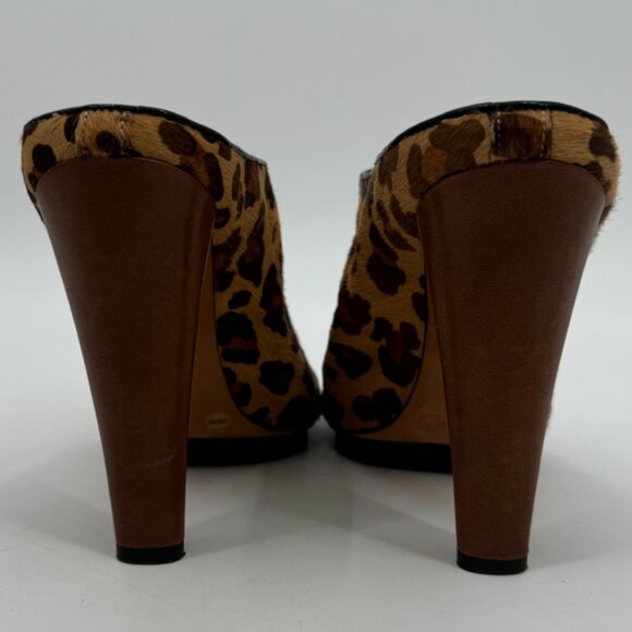 BCBGmaxazria leopard print hair suede open toe mules sz 10 - Picture 3 of 5